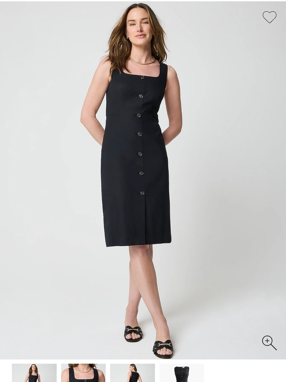 J. Crew Black Sleeveless Button-Front Midi Dress